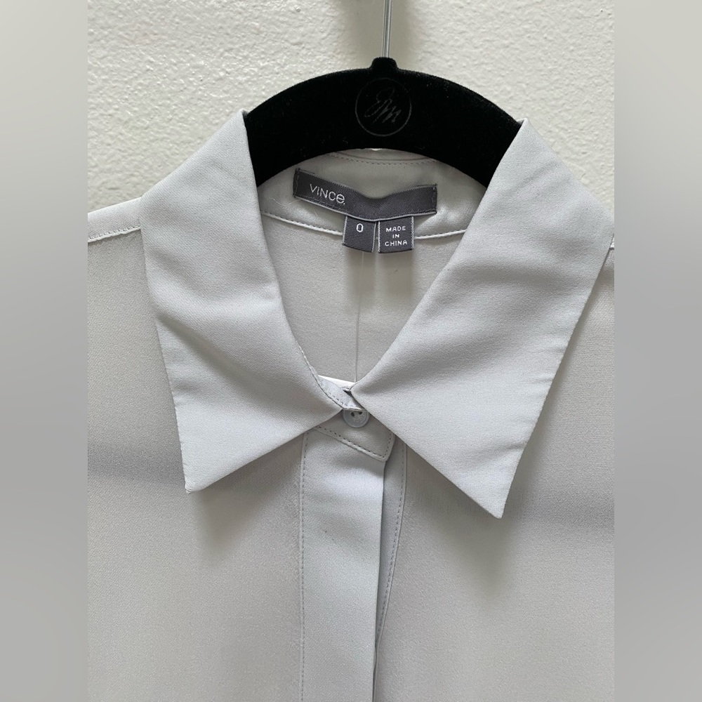 NWT Vince light blue silk button down blouse 0